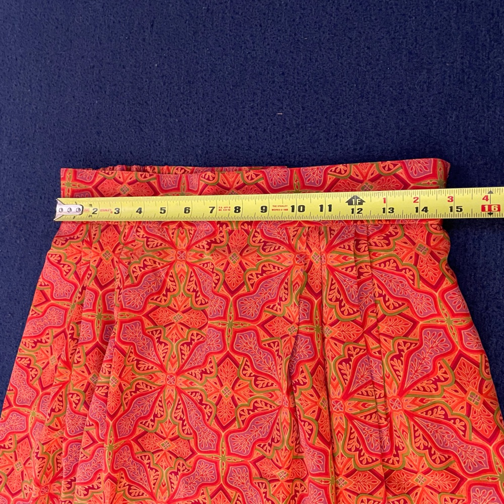 EVAN- PICONE rusty orange & red 100%silk pleated midi-maxi pencil skirt Vintage - Picture 8 of 16